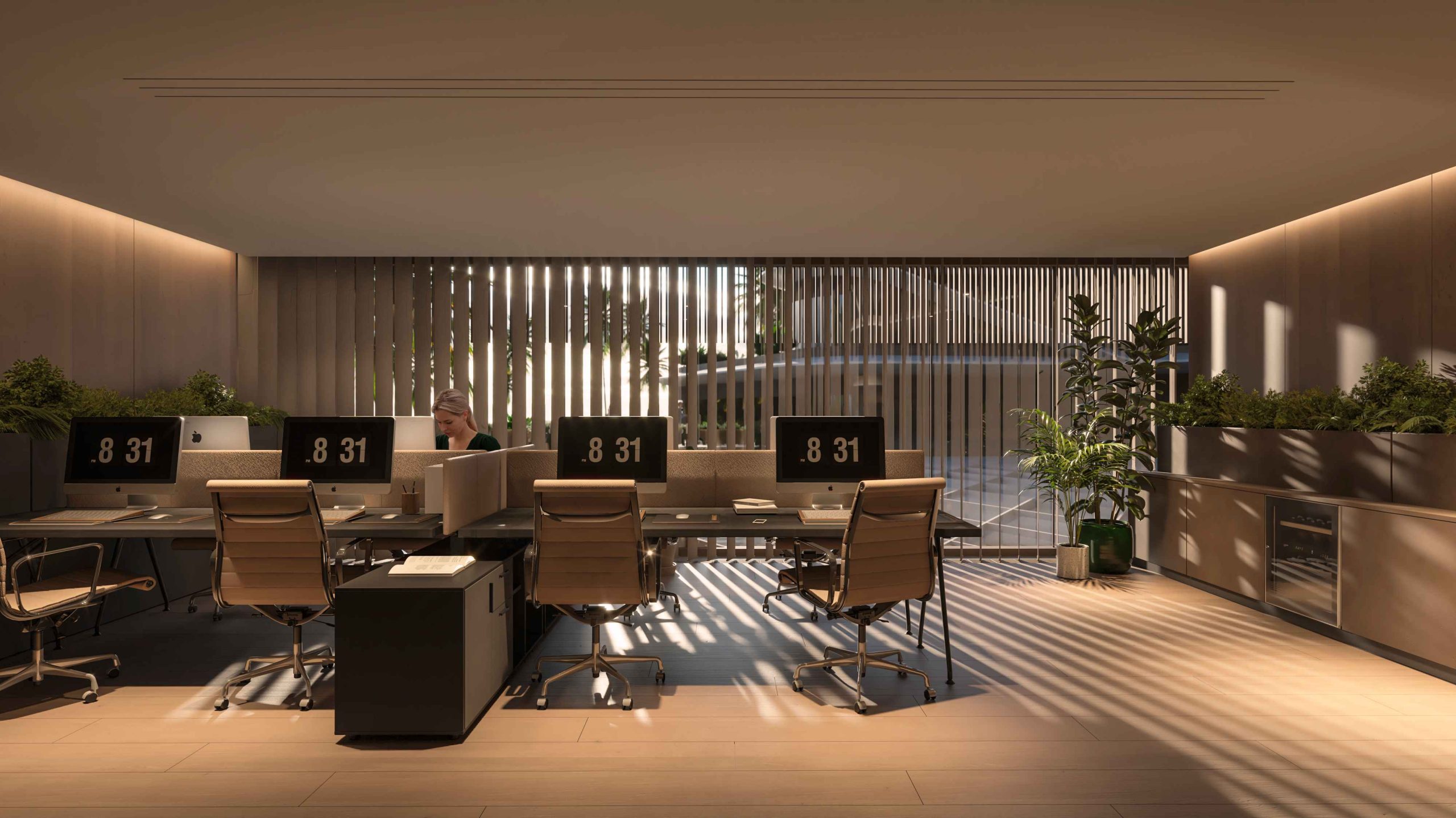 Espacio de coworking moderno con luz natural en Meridiano 18 Cap Cana